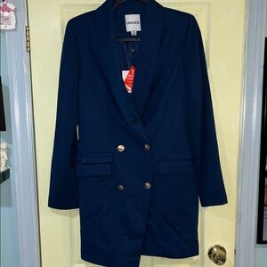 Unique 21 Deep Blue Women's Blazer dress with Gold Buttons